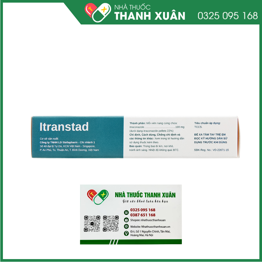 Itranstad 100mg trị nhiễm nấm Candida